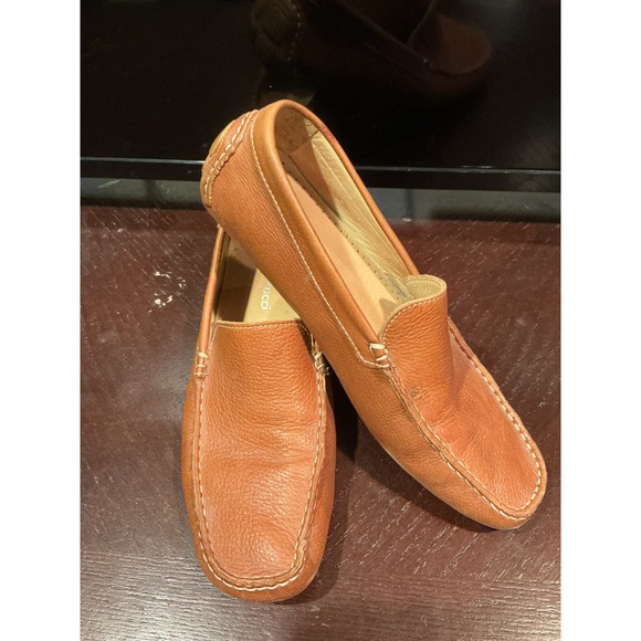 Bacco Bucci Mens Tan Brown Pebbled Leather Driving Loafers Moc Toe Slip On Shoes main image 6